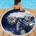 Personalised Canterbury-Bankstown Bulldogs Rugby Beach Blanket Berries Mascot - Sporty Splash Art Style