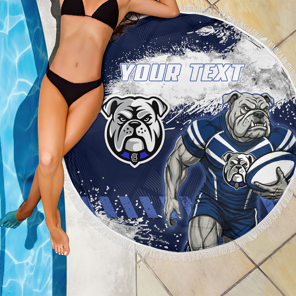 Personalised Canterbury-Bankstown Bulldogs Rugby Beach Blanket Berries Mascot - Sporty Splash Art Style
