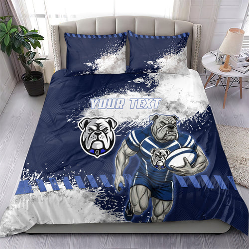 Personalised Canterbury-Bankstown Bulldogs Rugby Bedding Set Berries Mascot - Sporty Splash Art Style