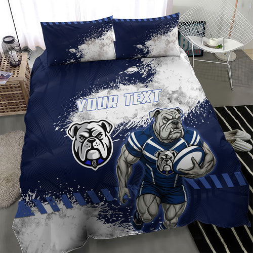 Personalised Canterbury-Bankstown Bulldogs Rugby Bedding Set Berries Mascot - Sporty Splash Art Style