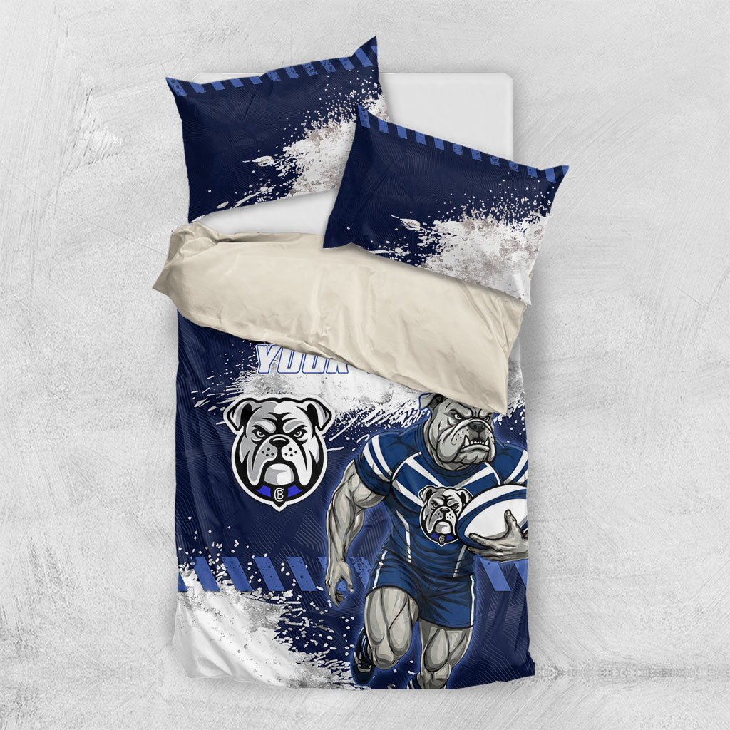 Personalised Canterbury-Bankstown Bulldogs Rugby Bedding Set Berries Mascot - Sporty Splash Art Style