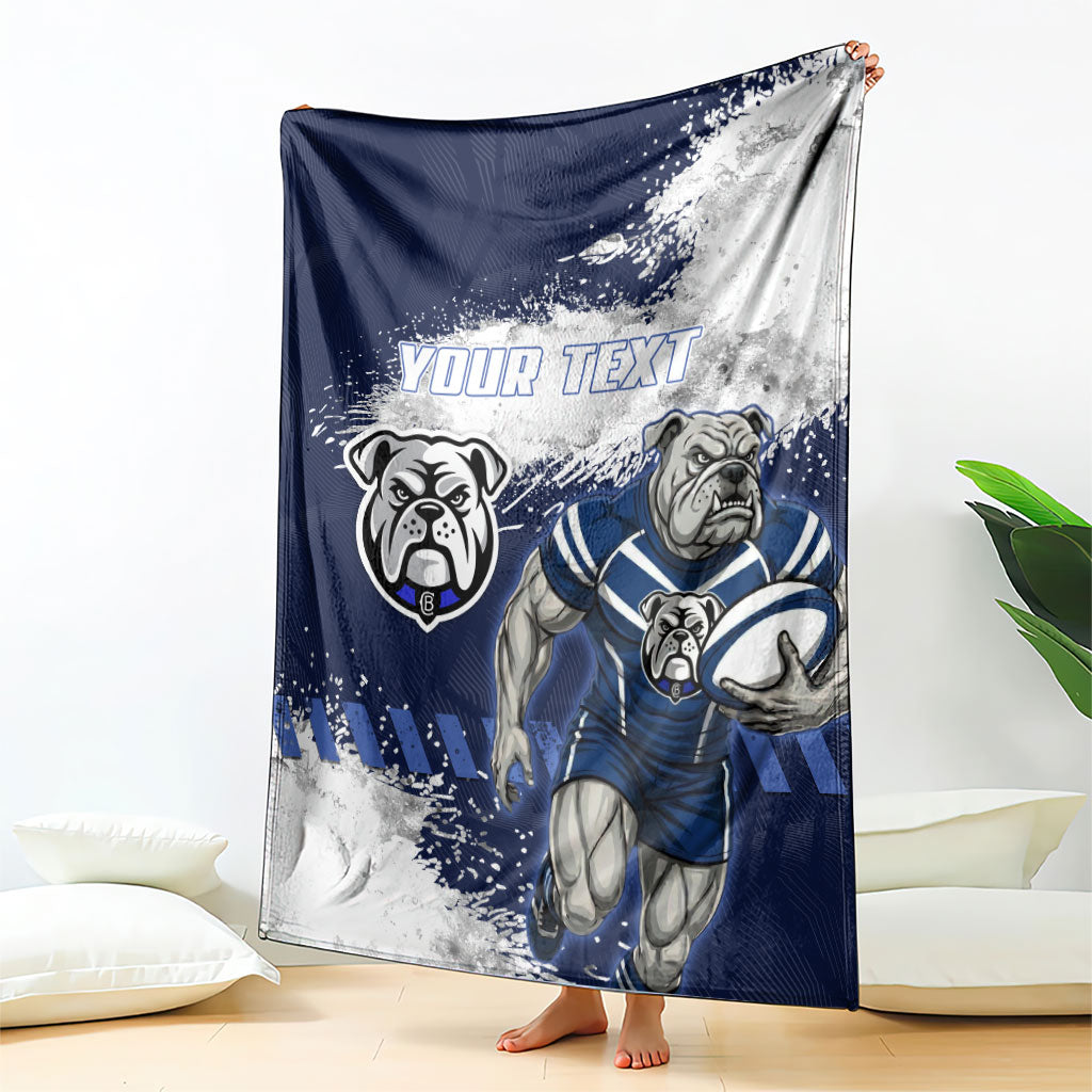 Personalised Canterbury-Bankstown Bulldogs Rugby Blanket Berries Mascot - Sporty Splash Art Style