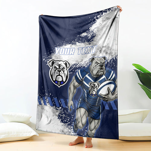 Personalised Canterbury-Bankstown Bulldogs Rugby Blanket Berries Mascot - Sporty Splash Art Style
