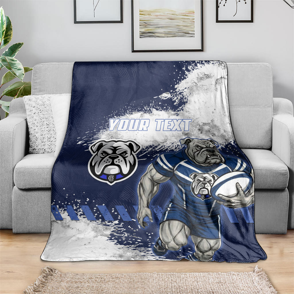 Personalised Canterbury-Bankstown Bulldogs Rugby Blanket Berries Mascot - Sporty Splash Art Style