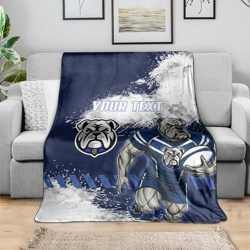 Personalised Canterbury-Bankstown Bulldogs Rugby Blanket Berries Mascot - Sporty Splash Art Style