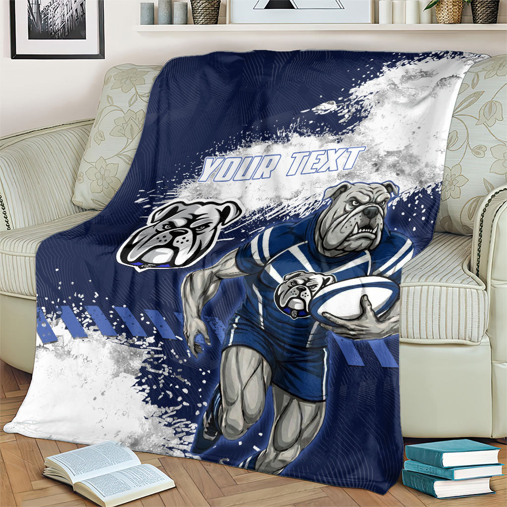 Personalised Canterbury-Bankstown Bulldogs Rugby Blanket Berries Mascot - Sporty Splash Art Style
