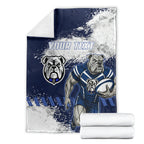 Personalised Canterbury-Bankstown Bulldogs Rugby Blanket Berries Mascot - Sporty Splash Art Style