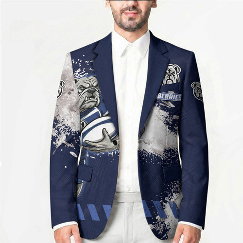 Personalised Canterbury-Bankstown Bulldogs Rugby Blazer Berries Mascot - Sporty Splash Art Style