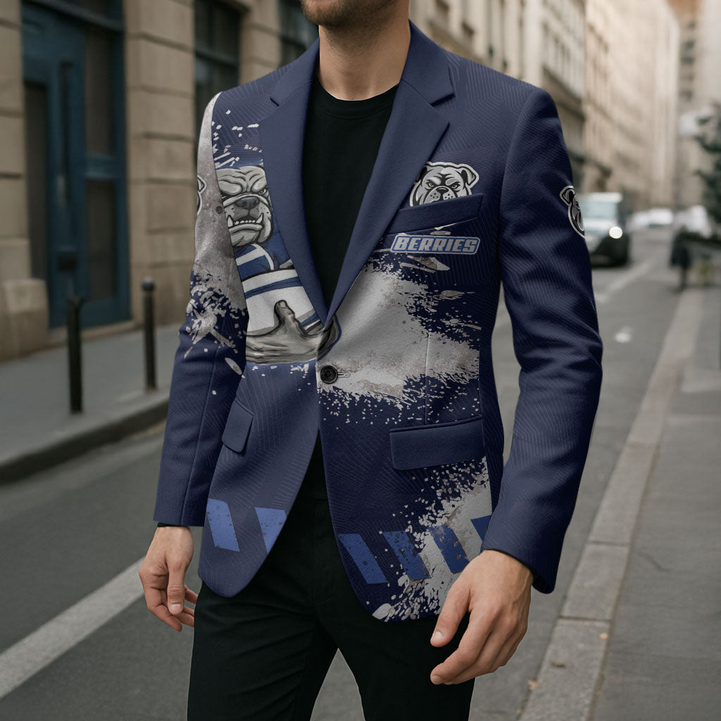 Personalised Canterbury-Bankstown Bulldogs Rugby Blazer Berries Mascot - Sporty Splash Art Style