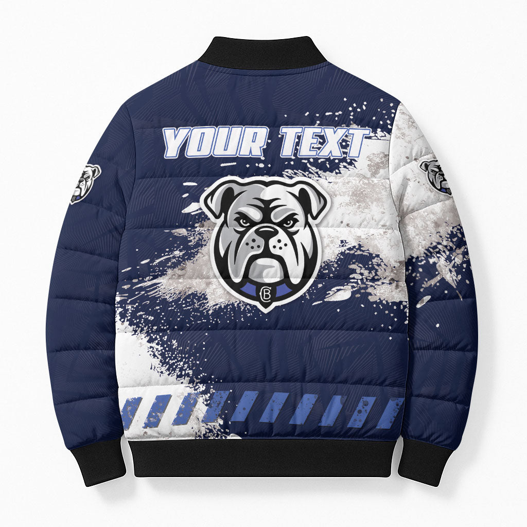 Personalised Canterbury-Bankstown Bulldogs Rugby Bomber Puffer Jacket Berries Mascot - Sporty Splash Art Style