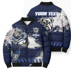 Personalised Canterbury-Bankstown Bulldogs Rugby Bomber Puffer Jacket Berries Mascot - Sporty Splash Art Style