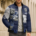 Personalised Canterbury-Bankstown Bulldogs Rugby Bomber Puffer Jacket Berries Mascot - Sporty Splash Art Style
