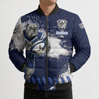 Personalised Canterbury-Bankstown Bulldogs Rugby Bomber Puffer Jacket Berries Mascot - Sporty Splash Art Style