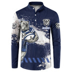 Personalised Canterbury-Bankstown Bulldogs Rugby Button Sweatshirt Berries Mascot - Sporty Splash Art Style