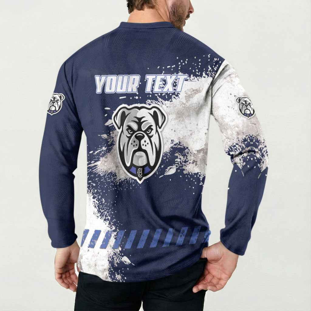 Personalised Canterbury-Bankstown Bulldogs Rugby Button Sweatshirt Berries Mascot - Sporty Splash Art Style
