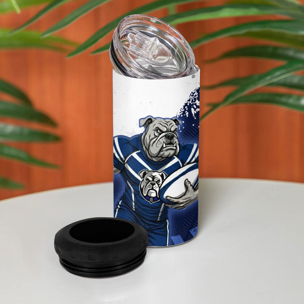 Personalised Canterbury-Bankstown Bulldogs Rugby 4 in 1 Can Cooler Tumbler Berries Mascot - Sporty Splash Art Style