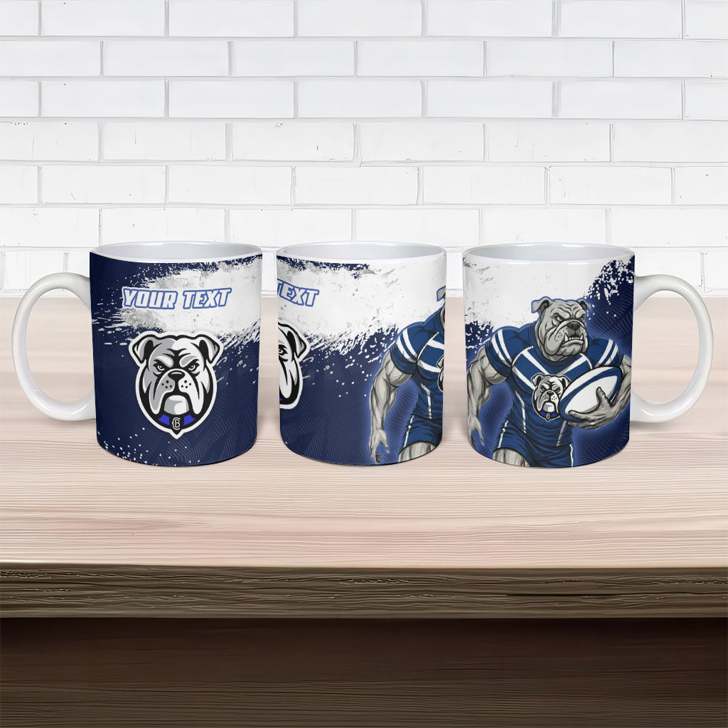 Personalised Canterbury-Bankstown Bulldogs Rugby Ceramic Mug Berries Mascot - Sporty Splash Art Style