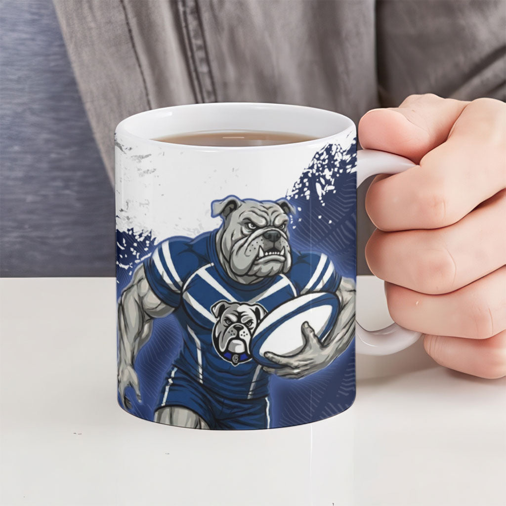 Personalised Canterbury-Bankstown Bulldogs Rugby Ceramic Mug Berries Mascot - Sporty Splash Art Style