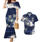 Personalised Canterbury-Bankstown Bulldogs Rugby Couples Matching Mermaid Dress and Hawaiian Shirt Berries Mascot - Sporty Splash Art Style