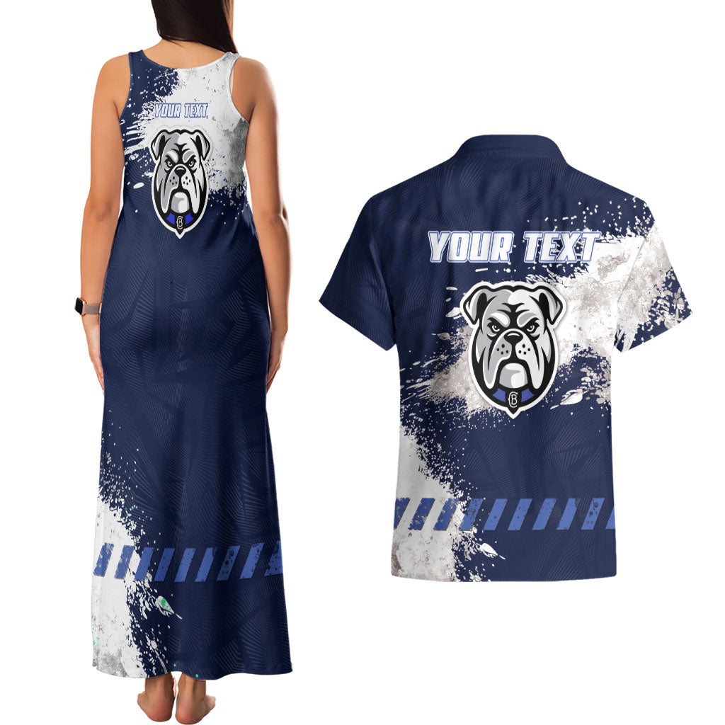 Personalised Canterbury-Bankstown Bulldogs Rugby Couples Matching Tank Maxi Dress and Hawaiian Shirt Berries Mascot - Sporty Splash Art Style