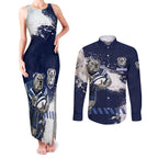 Personalised Canterbury-Bankstown Bulldogs Rugby Couples Matching Tank Maxi Dress and Long Sleeve Button Shirt Berries Mascot - Sporty Splash Art Style