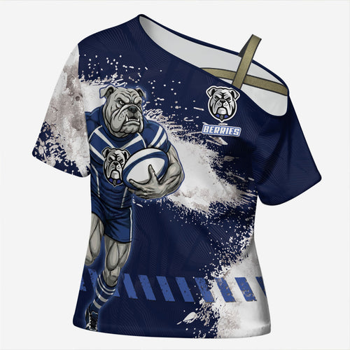 Personalised Canterbury-Bankstown Bulldogs Rugby Cross Shoulder Shirt Berries Mascot - Sporty Splash Art Style