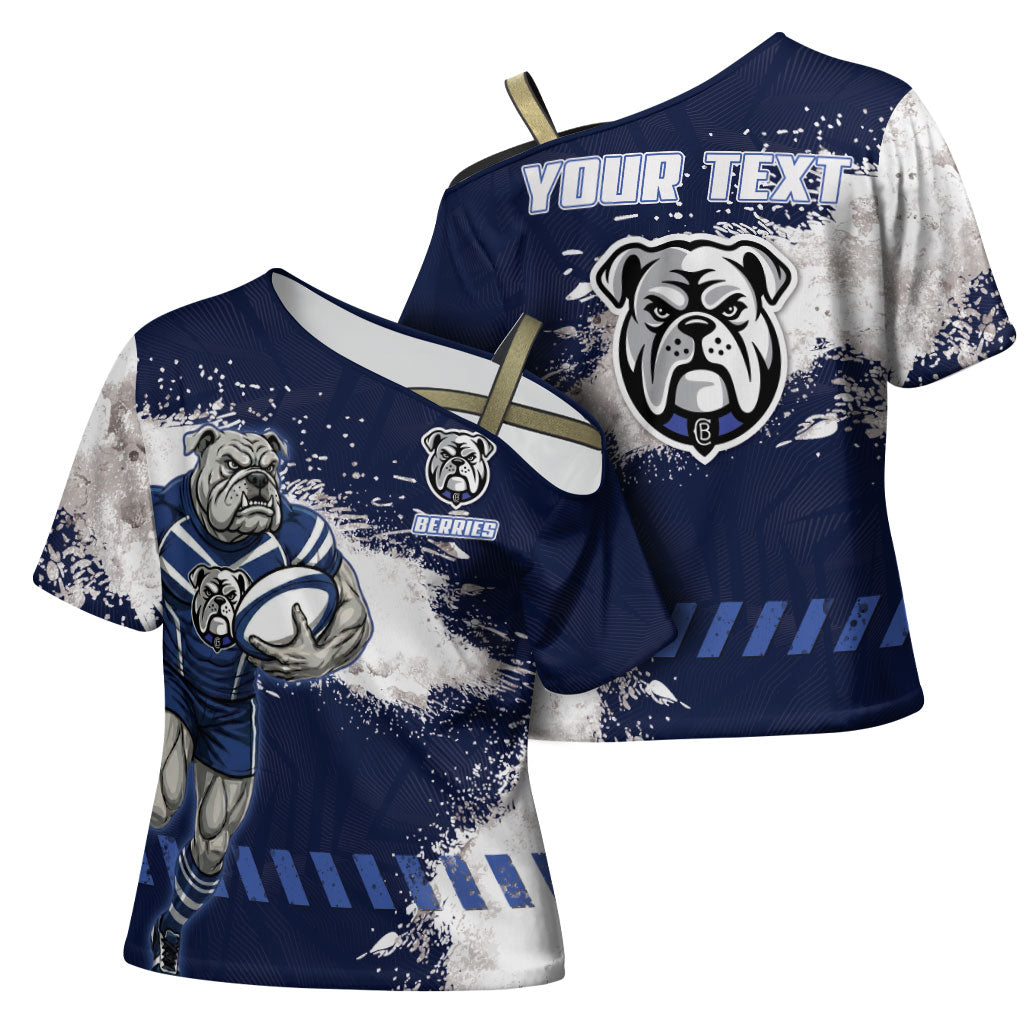Personalised Canterbury-Bankstown Bulldogs Rugby Cross Shoulder Shirt Berries Mascot - Sporty Splash Art Style