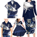 Personalised Canterbury-Bankstown Bulldogs Rugby Family Matching Long Sleeve Bodycon Dress and Hawaiian Shirt Berries Mascot - Sporty Splash Art Style