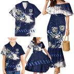 Personalised Canterbury-Bankstown Bulldogs Rugby Family Matching Mermaid Dress and Hawaiian Shirt Berries Mascot - Sporty Splash Art Style