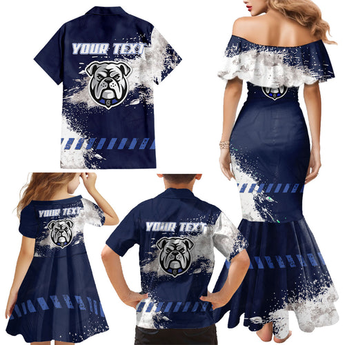 Personalised Canterbury-Bankstown Bulldogs Rugby Family Matching Mermaid Dress and Hawaiian Shirt Berries Mascot - Sporty Splash Art Style