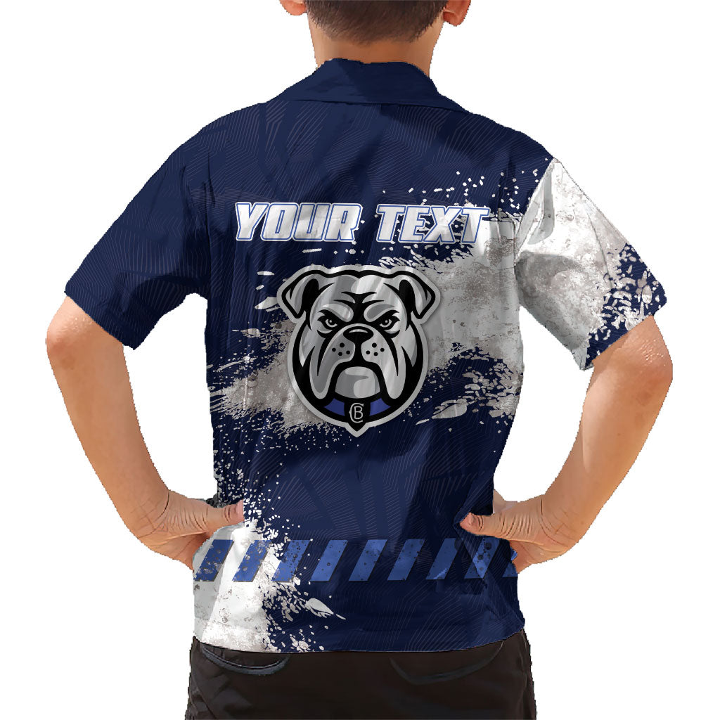 Personalised Canterbury-Bankstown Bulldogs Rugby Family Matching Off The Shoulder Long Sleeve Dress and Hawaiian Shirt Berries Mascot - Sporty Splash Art Style