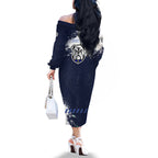 Personalised Canterbury-Bankstown Bulldogs Rugby Family Matching Off The Shoulder Long Sleeve Dress and Hawaiian Shirt Berries Mascot - Sporty Splash Art Style