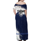 Personalised Canterbury-Bankstown Bulldogs Rugby Family Matching Off Shoulder Maxi Dress and Hawaiian Shirt Berries Mascot - Sporty Splash Art Style