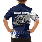 Personalised Canterbury-Bankstown Bulldogs Rugby Family Matching Off Shoulder Short Dress and Hawaiian Shirt Berries Mascot - Sporty Splash Art Style