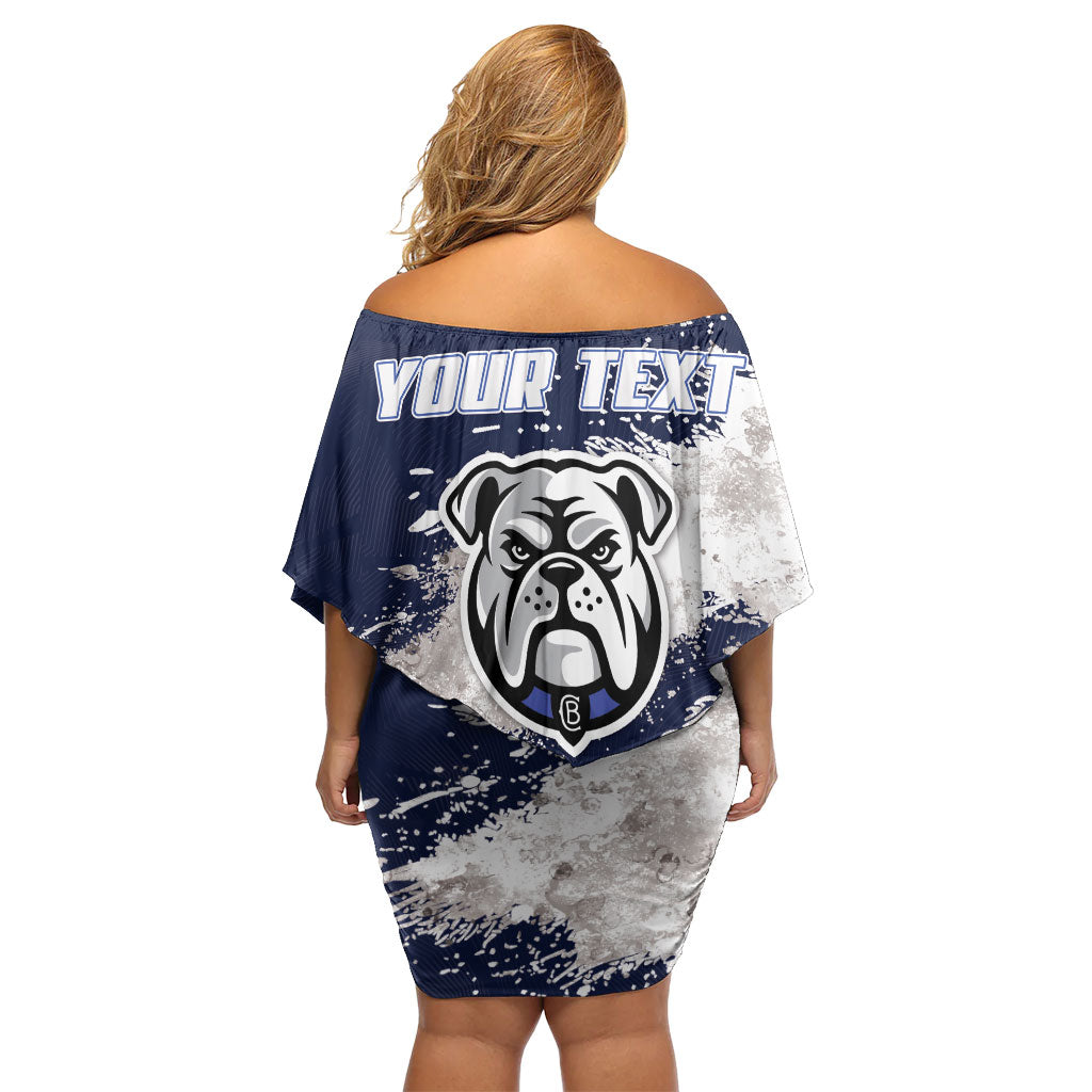 Personalised Canterbury-Bankstown Bulldogs Rugby Family Matching Off Shoulder Short Dress and Hawaiian Shirt Berries Mascot - Sporty Splash Art Style