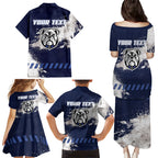Personalised Canterbury-Bankstown Bulldogs Rugby Family Matching Puletasi and Hawaiian Shirt Berries Mascot - Sporty Splash Art Style