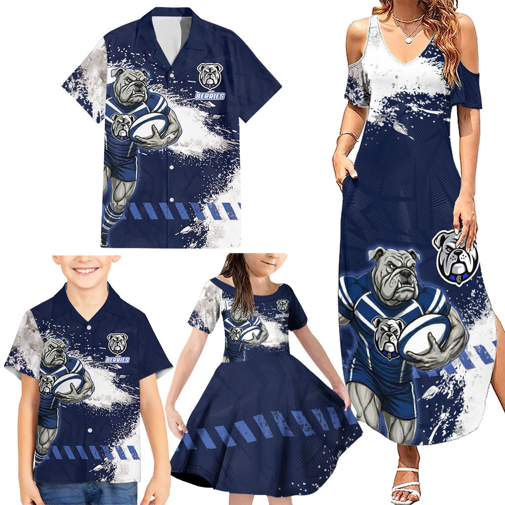 Personalised Canterbury-Bankstown Bulldogs Rugby Family Matching Summer Maxi Dress and Hawaiian Shirt Berries Mascot - Sporty Splash Art Style