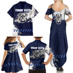 Personalised Canterbury-Bankstown Bulldogs Rugby Family Matching Summer Maxi Dress and Hawaiian Shirt Berries Mascot - Sporty Splash Art Style