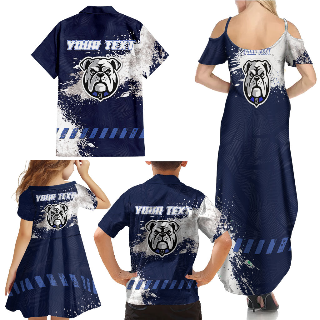 Personalised Canterbury-Bankstown Bulldogs Rugby Family Matching Summer Maxi Dress and Hawaiian Shirt Berries Mascot - Sporty Splash Art Style