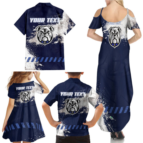 Personalised Canterbury-Bankstown Bulldogs Rugby Family Matching Summer Maxi Dress and Hawaiian Shirt Berries Mascot - Sporty Splash Art Style