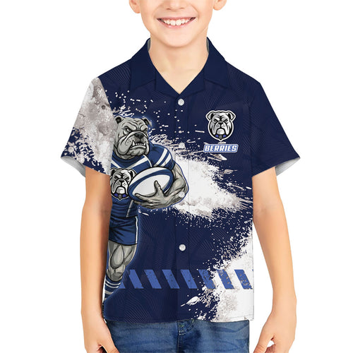 Personalised Canterbury-Bankstown Bulldogs Rugby Family Matching Summer Maxi Dress and Hawaiian Shirt Berries Mascot - Sporty Splash Art Style
