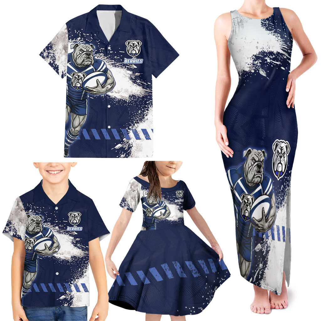 Personalised Canterbury-Bankstown Bulldogs Rugby Family Matching Tank Maxi Dress and Hawaiian Shirt Berries Mascot - Sporty Splash Art Style