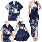 Personalised Canterbury-Bankstown Bulldogs Rugby Family Matching Tank Maxi Dress and Hawaiian Shirt Berries Mascot - Sporty Splash Art Style