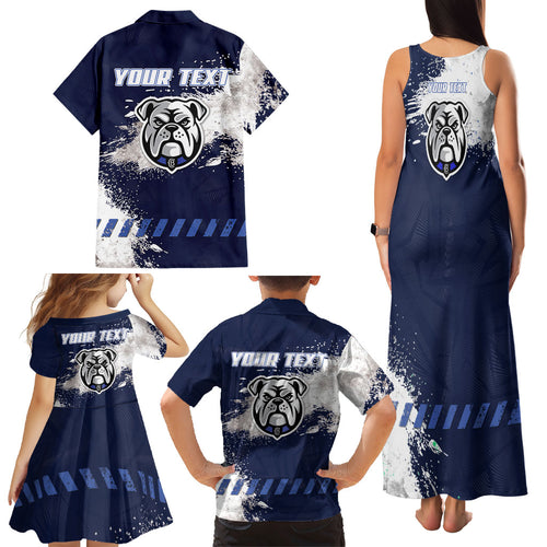 Personalised Canterbury-Bankstown Bulldogs Rugby Family Matching Tank Maxi Dress and Hawaiian Shirt Berries Mascot - Sporty Splash Art Style