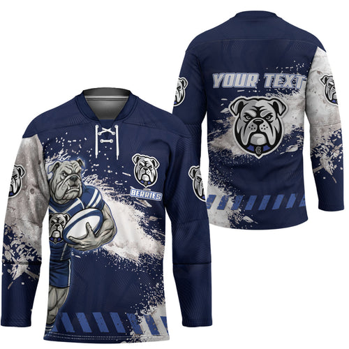 Personalised Canterbury-Bankstown Bulldogs Rugby Hockey Jersey Berries Mascot - Sporty Splash Art Style