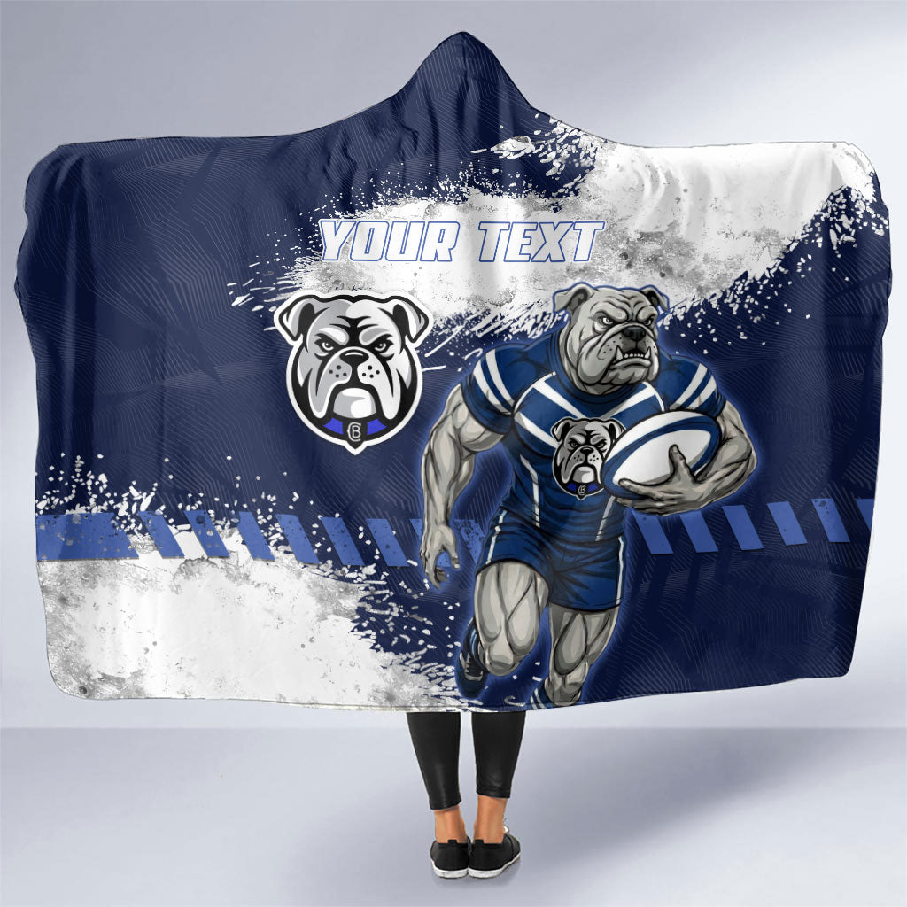 Personalised Canterbury-Bankstown Bulldogs Rugby Hooded Blanket Berries Mascot - Sporty Splash Art Style