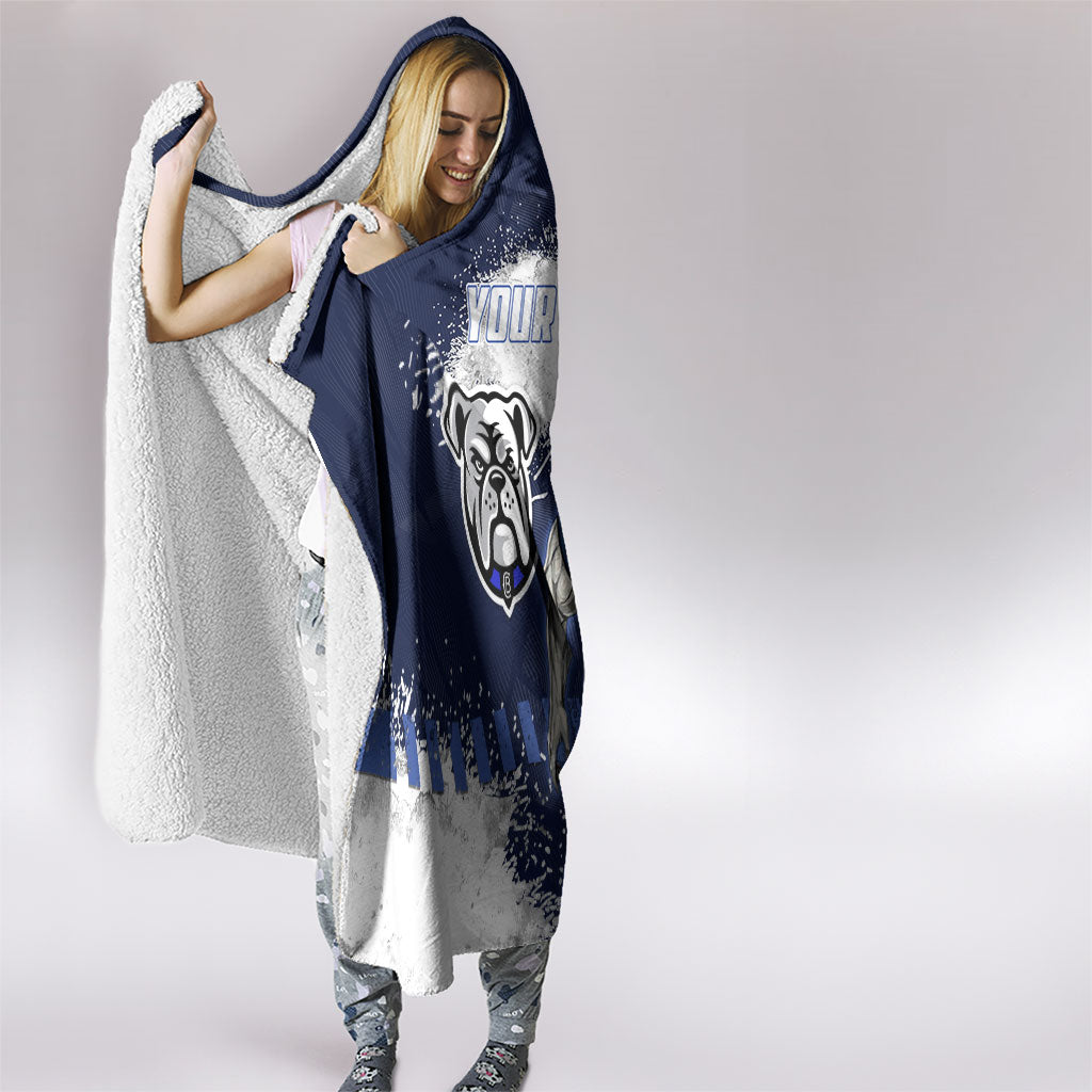 Personalised Canterbury-Bankstown Bulldogs Rugby Hooded Blanket Berries Mascot - Sporty Splash Art Style