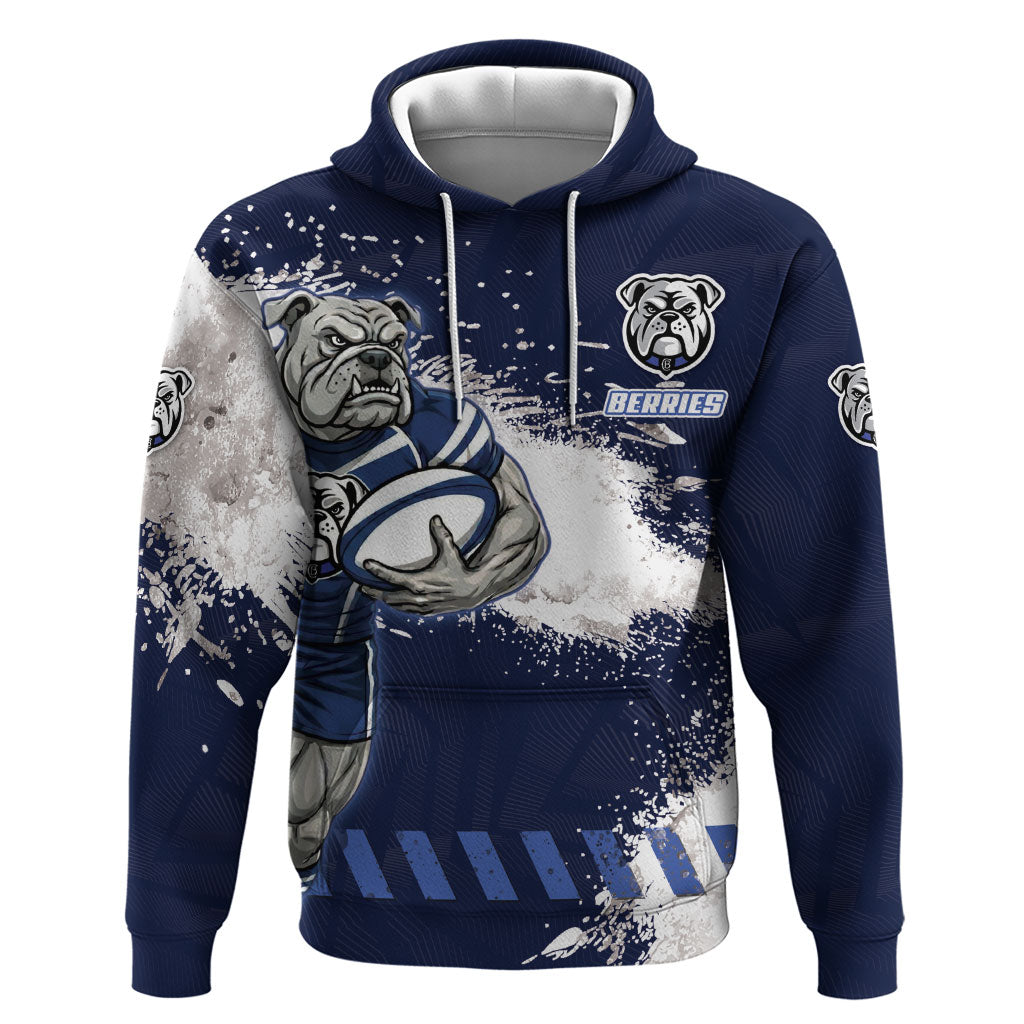 Personalised Canterbury-Bankstown Bulldogs Rugby Hoodie Berries Mascot - Sporty Splash Art Style
