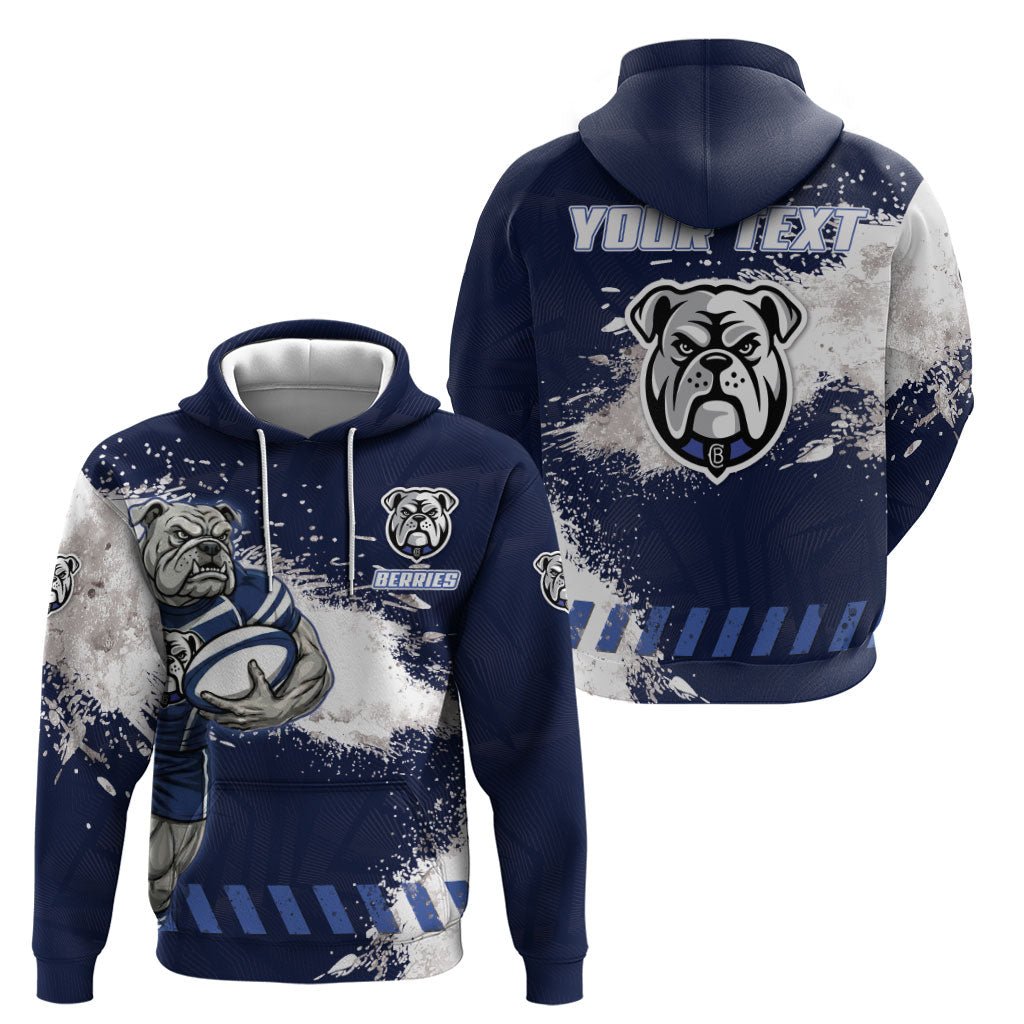 Personalised Canterbury-Bankstown Bulldogs Rugby Hoodie Berries Mascot - Sporty Splash Art Style