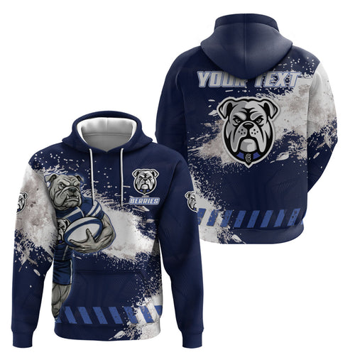 Personalised Canterbury-Bankstown Bulldogs Rugby Hoodie Berries Mascot - Sporty Splash Art Style